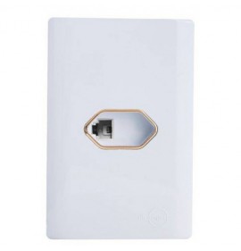 Conjunto RJ45 Internet 4x2 - Novara Branco Brilhante Gold